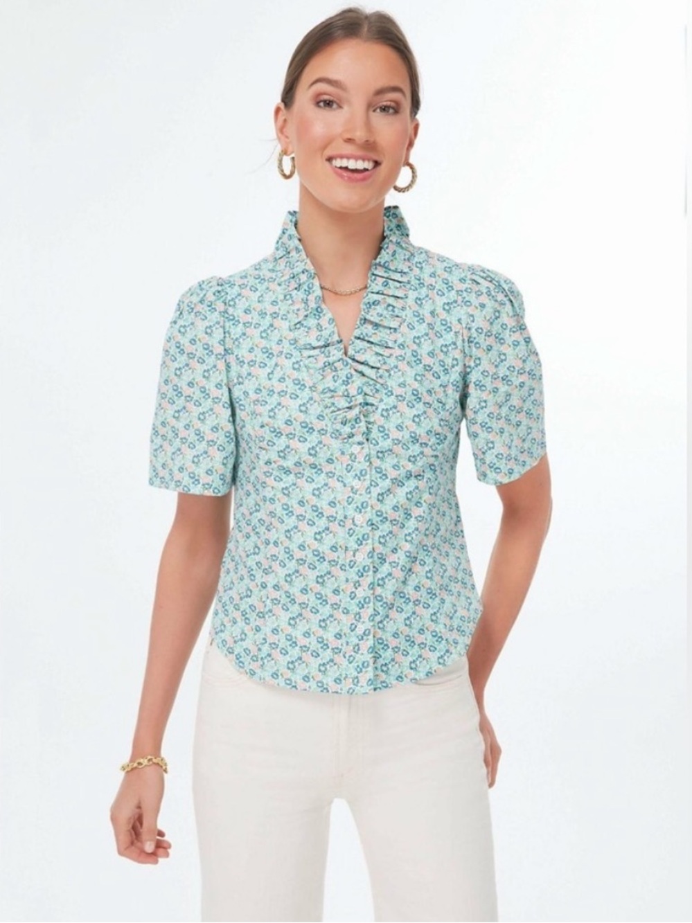 Tuckernuck Hyacinth House Rory V-Neck Short Sleeve Floral Print
Blouse XS